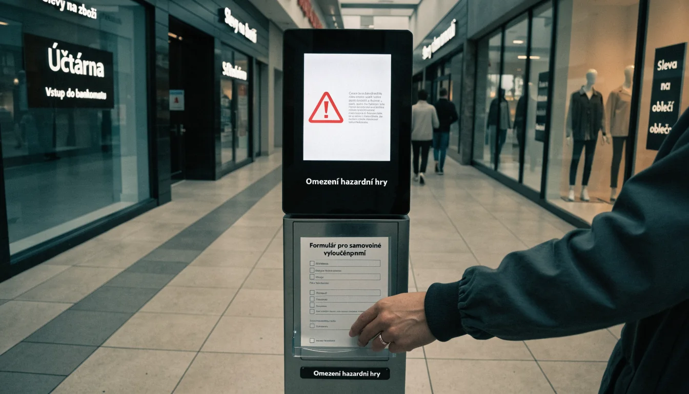 Informační kioska s varováním a formulářem sebeomezování